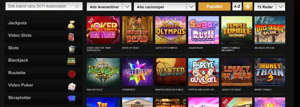 videoslots-casino-spelutbud