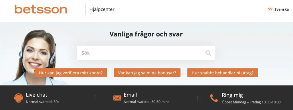 Betsson support