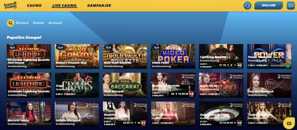 Live Casino hos Supersnabbt