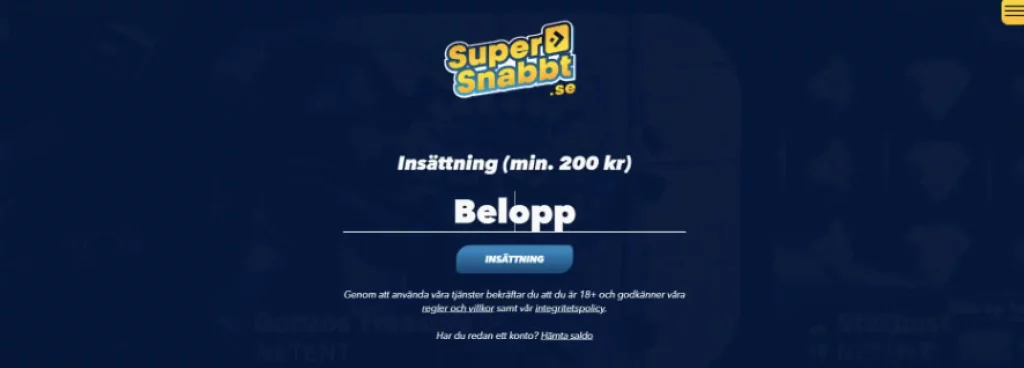 Supersnabbt insättning