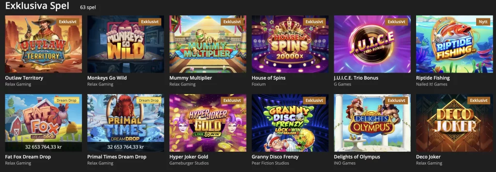Exklusiva Spel hos Storspelare Casino