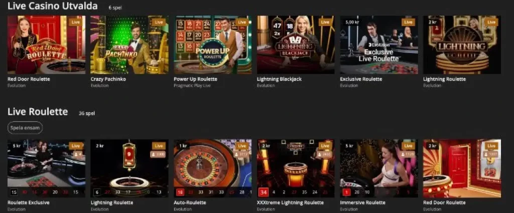 Storspelare live casino